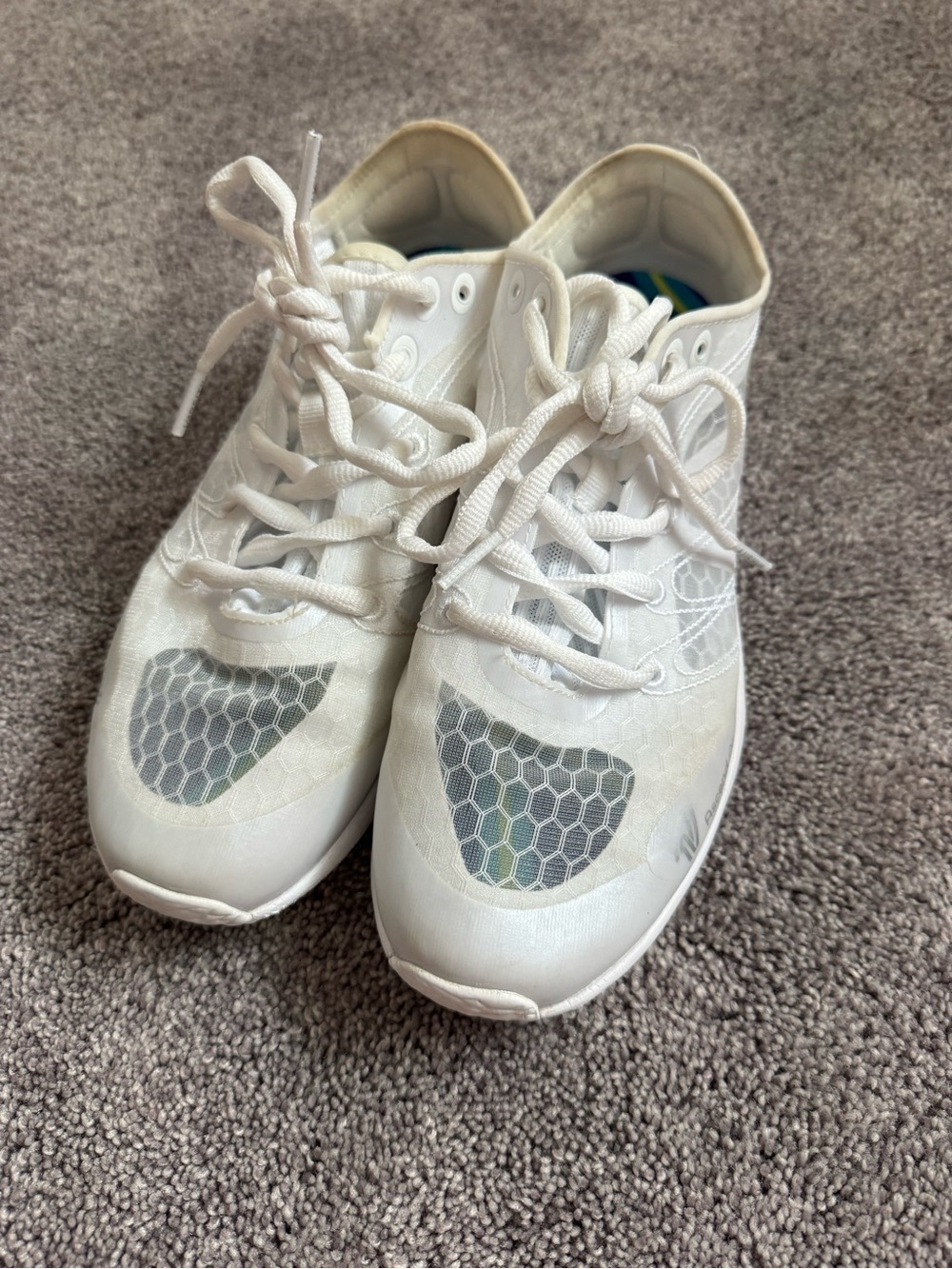 Varsity White Cheer Sneakers with Gray Mesh Accents